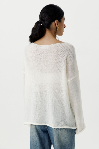 Джемпер ажурной вязки (XS/S, молочный)