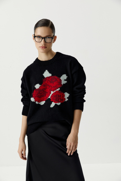 Джемпер с розами (черный) (M/L) 
