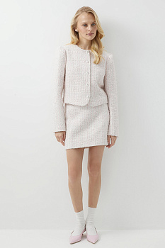 Юбка мини из твида (розовый)