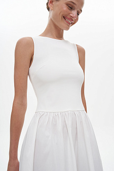 Платье комбинированное без рукавов, молочный