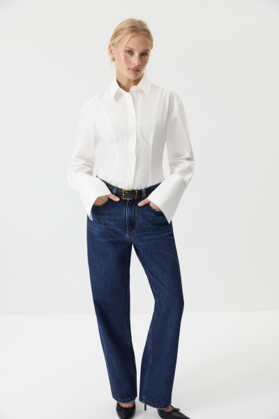 Рубашка приталенная из хлопка (молочный) (M/L) 