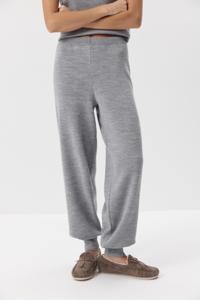 Брюки - джоггеры вязаные с шерстью (серый) (M) 