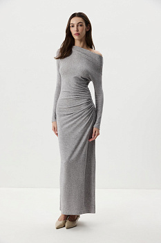 Платье с драпировкой из мягкого трикотажа (Серый)