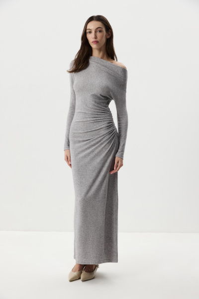 Платье с драпировкой из мягкого трикотажа (Серый) (M) 