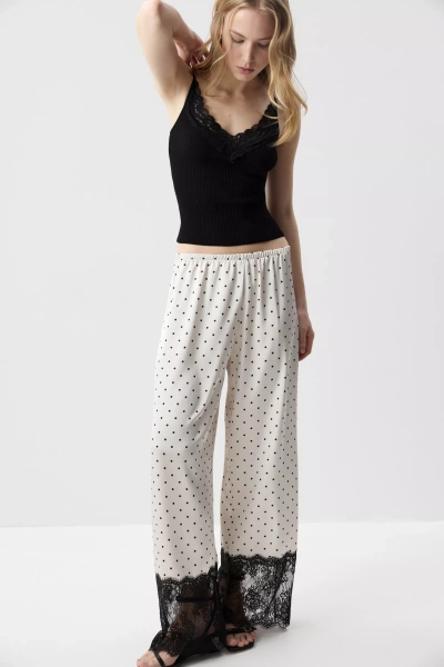 Брюки с кружевом (Горох на молочном) (M/L) 