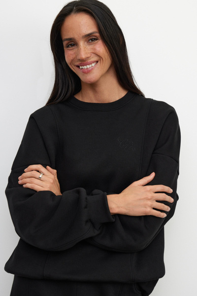 Свитшот с рельефными швами (one size, черный) 
