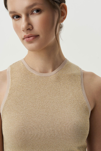 Топ из вискозы с металлизированной нитью (бежевый) (XS)
