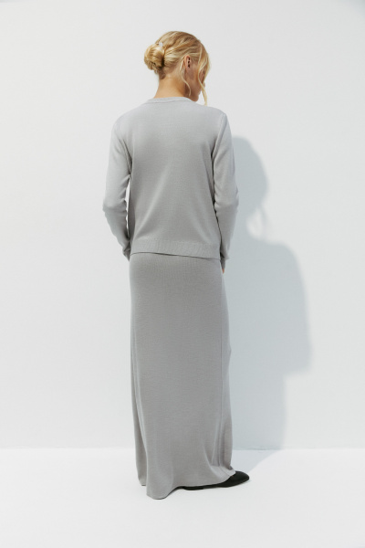 Кардиган с фактурными пуговицами (S, серый) 