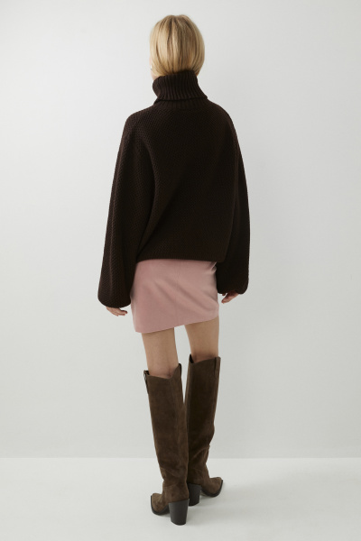 Свитер фактурной вязки из шерсти (коричневый) (XS/S) 