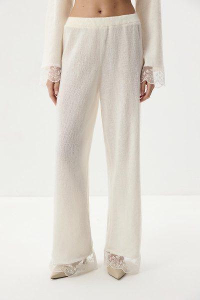 Брюки с ажурным кружевом (Молочный) (M/L) 