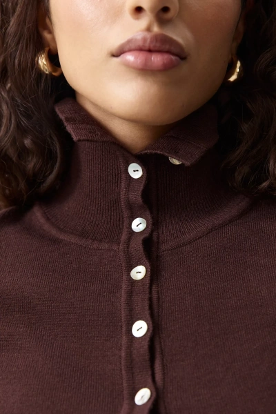 Джемпер с воротником-стойкой (Шоколадный) (M) 