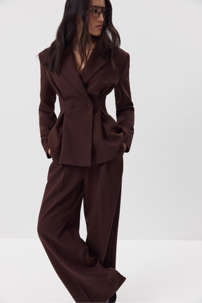 Жакет с защипами (шоколадный) (M) 