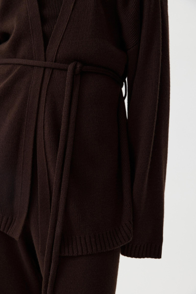 Кардиган из шерсти с поясом (Шоколадный) (M/L) 