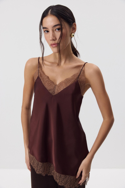 Топ с кружевом (Шоколадный) (M) 