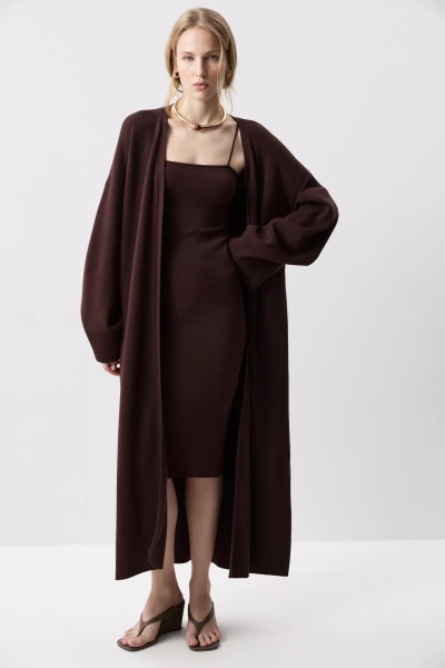 Кардиган макси вязаный (Шоколадный) (one size) 