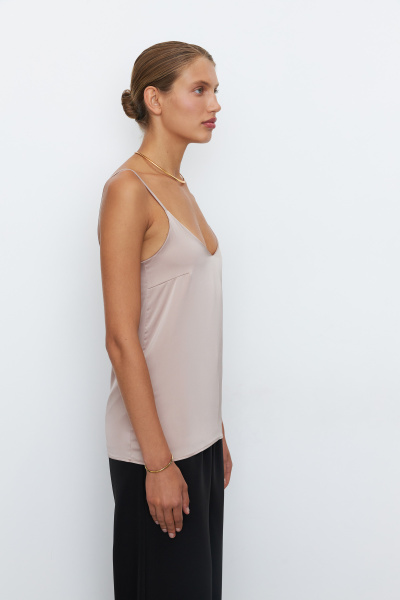 Топ базовый из атласа (XS, бежевый)