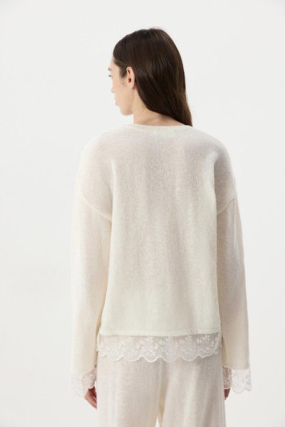 Джемпер с ажурным кружевом (Молочный) (XS/S) 