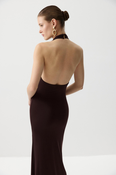 Платье макси со сборкой (Шоколадный) (M) 