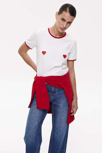 Футболка с сердечками Heartbreaker (S, молочный) 2207