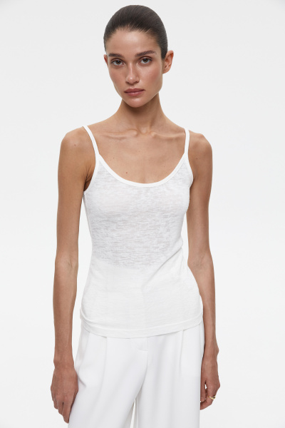 Топ из полупрозрачного трикотажа (L, молочный) 2207