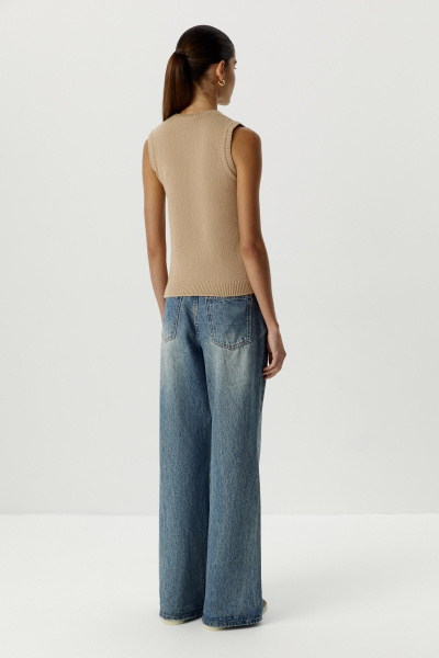 Топ вязаный базовый (бежевый) (L) 