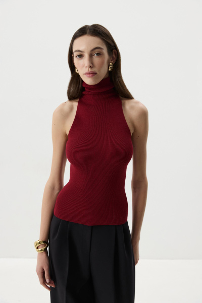 Топ-халтер вязаный (Винный) (M) 