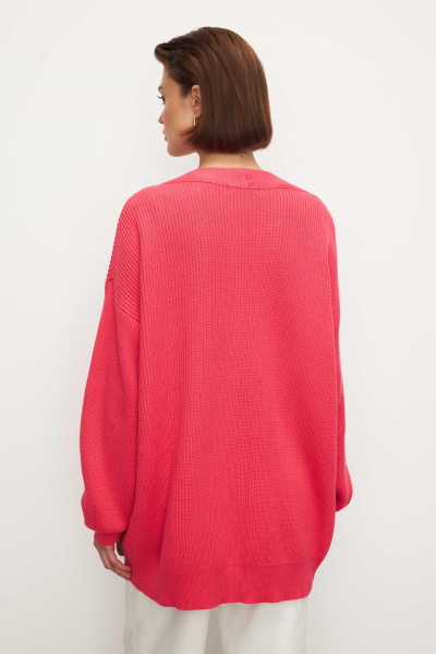 Кардиган удлиненный из хлопка (one size, фуксия)