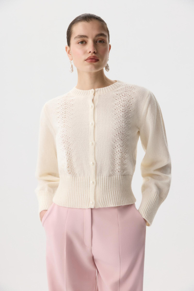 Кардиган с декоративным узором (молочный) (M) 