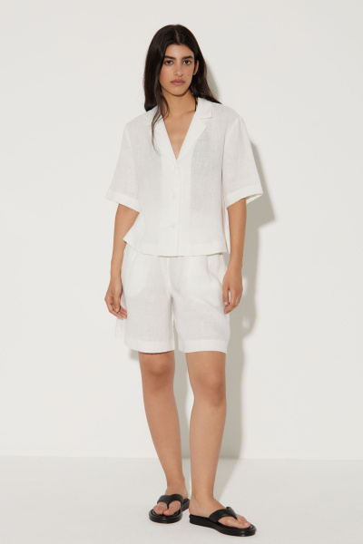 Рубашка с коротким рукавом изо льна (M/L, молочный) 2207