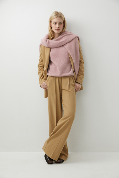 Брюки силуэта палаццо из костюмной ткани (светло-коричневый) (L) 