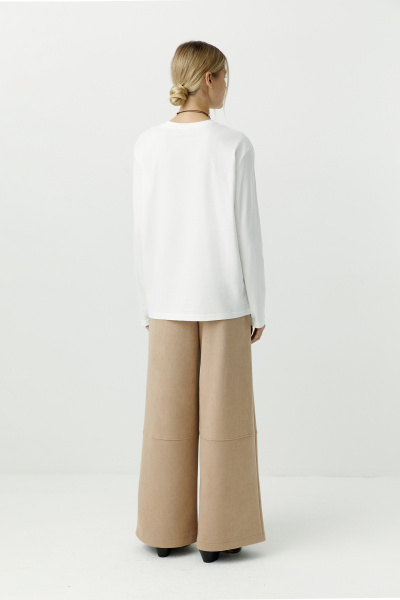 Лонгслив базовый из хлопка (белый) (L) 