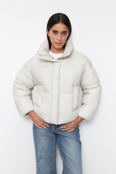 Куртка укороченная утепленная/ Women's short padded jacket (XS, молочный/milk) 