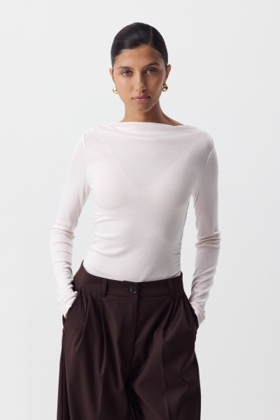 Лонгслив из кашемира с лиоцеллом (нежно-розовый) (M) 
