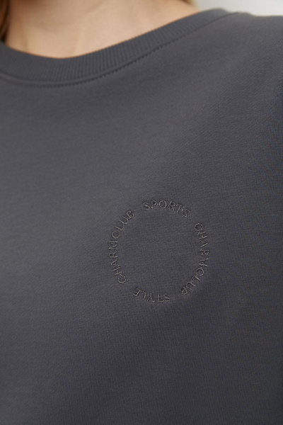 Свитшот с вышивкой и необработанным краем (M/L, серый) 2775