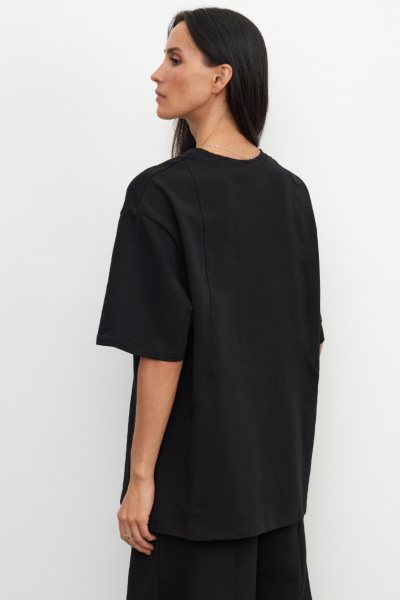 Футболка с рельефными швами (one size, черный) 