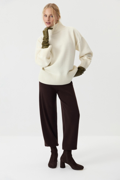 Свитер со стойкой из шерсти мериноса  ( Ванильный) (one size) 