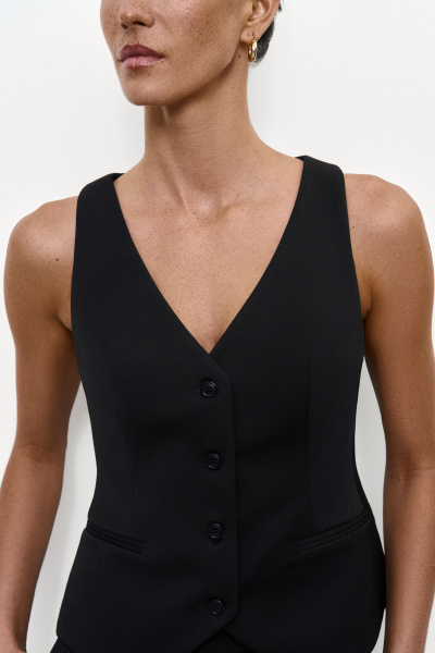 Жилет из костюмной ткани (XS, черный) 