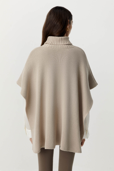 Пончо с воротником-стойкой (бежевый) (one size) 