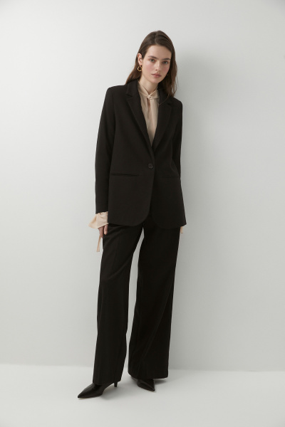 Пиджак прямой на одну пуговицу из костюмной ткани (черный) (XS) 