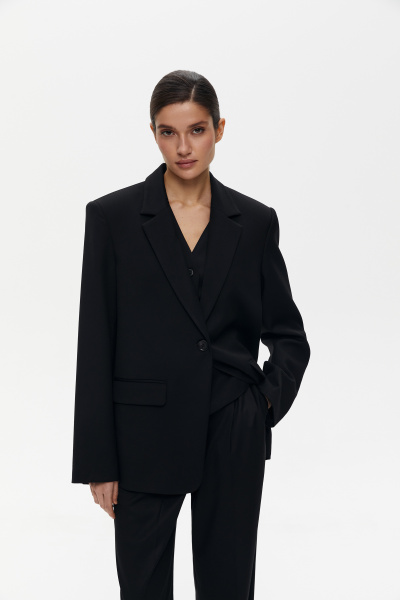 Пиджак оверсайз на одну пуговицу (XS/S, черный)