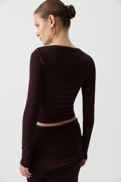 Лонгслив с вырезом лодочка (Шоколадный) (M) 