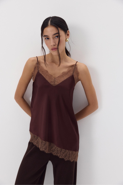 Топ с кружевом (Шоколадный) (M) 
