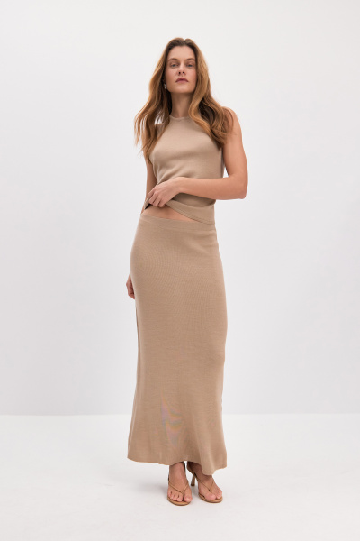 Юбка вязаная макси (бежевый) (S) 