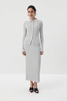 Юбка макси с люрексом (Серебряный)