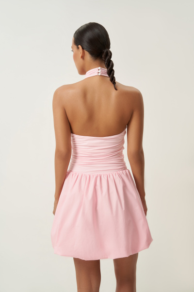 Платье баллон с трикотажным топом (розовый) (M)