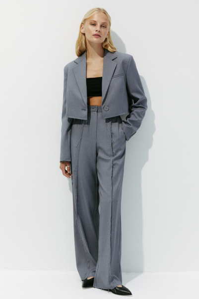 Брюки прямые в гранжевом стиле (серый меланж) (XS) 