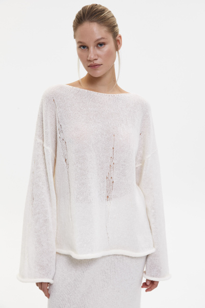 Джемпер оверсайз с гранжевым эффектом (молочный) (M/L) 