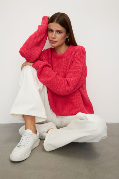 Свитер базовый из хлопка (one size, малиновый) 
