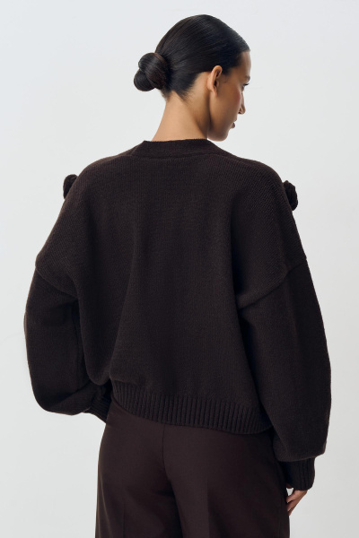 Кардиган с декоративными розами (шоколадный) (M/L) 