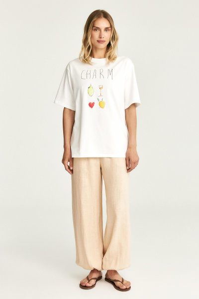Футболка с принтом CHARM (молочный) (one size) 